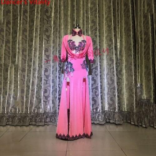 Customized Belly Dance Luxurious Diamond Bra Bead Tassel Dress Set Women Oriental Indian Dance Competition Performance Costume