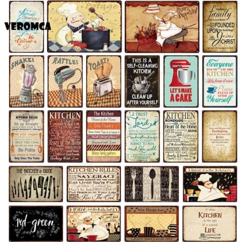 Retro Kitchenware Tin Sign Vintage Instructions Metal Plates Plaque Sign Wall Stickers Metal Poster Bar Cafe Kitchen Wall Decor