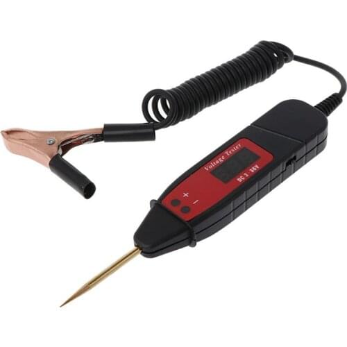 1.65m Spring Line Car Digital LCD Electric Voltage Test Pen Probe Detector Tester With LED Light for Auto Car Testing Tool