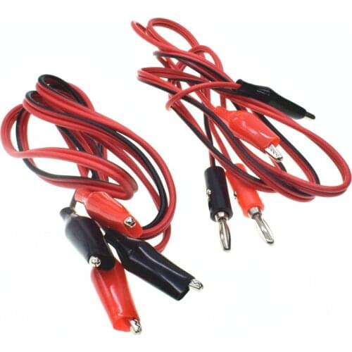 1M Long AV Banana Plug Connector to Dual Tester Alligator Clip Cable / Double-ended Crocodile Clips Roach Clip Test Jumper Wire