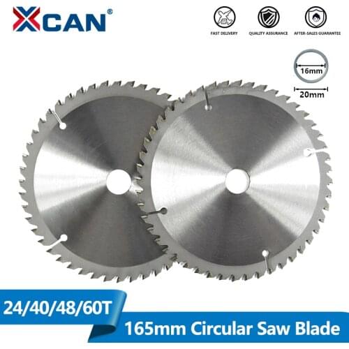 XCAN 1pc 165mm 24/40/48/60T Carbide Wood Saw Blades for Multi-function Power Tool TCT Circular Saw Blade Wood Cutting Disc