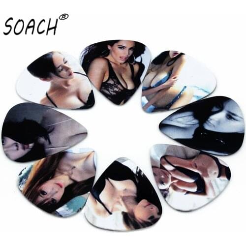 SOACH 10pcs 0.71mm sexy girl quality two side earrings pick DIY design guitar Accessories pick guitar picks