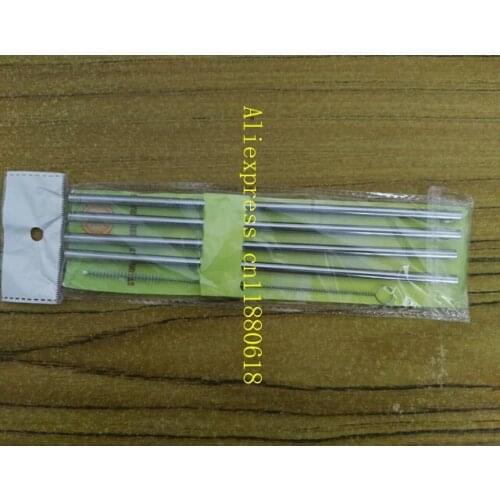 100sets/lot Free Shipping Metal Straight Drinking Straw stainless steel straws food grade 6mm x215mm with slot & package
