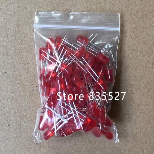 100pcs/lot F5 5MM Round LED in the color DIP Red Turn Red LED light emitting diode For DIY Lights lamp beads