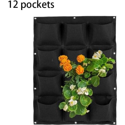 12 Pockets Vertical Planter Wall Hanging Planting Bags Black Pocket Garden DIY Decoration Accessories Balcony Pot for Flowers