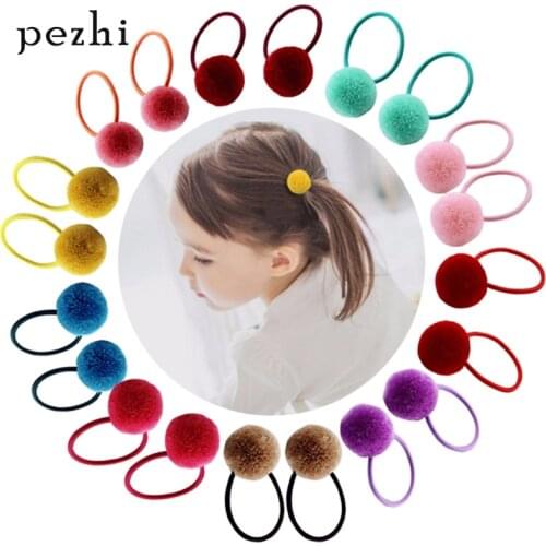 12pcs Fur Ball Elastic Girl Hair Rope Ponytail Holders Plush Ball Hair Ring Womens Elastic Hair Tie Accessories Rubber HairBand