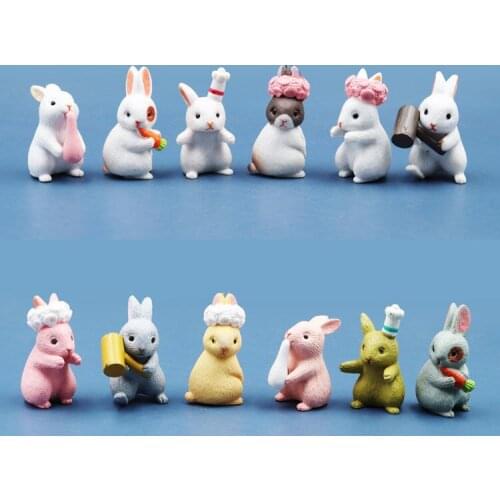 12pcs cute bunny simulation mini animal plastic model cartoon doll decoration play house toy girl bedroom decoration