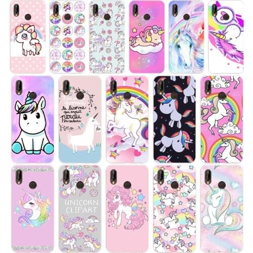 167SD Rainbow Lovely Unicorn Soft Silicone Tpu Cover Case for Honor 10 huawei p mate 10 20 30 lite y5 y6 prime