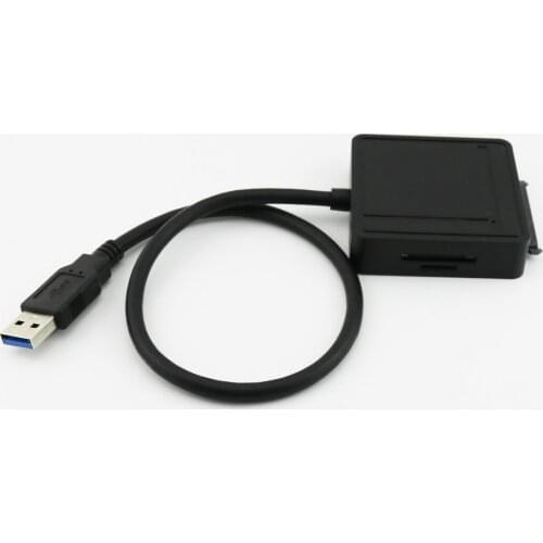1x USB 3.0 to SATA Adapter with 2x USB 3.0 Port and TF SD Multifunction Card Reader Black 40cm