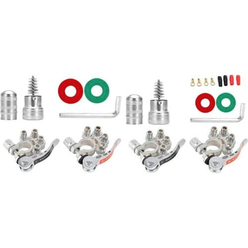 2 Pieces Battery Terminal 4 Way Connectors with Hex Wrench Quick Release Disconnect for SAE/JIS Type A Posts Used for Cars