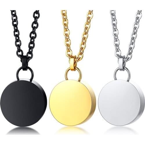 2021 Trendy Korean Version Stainless Steel Glossy Openable Round Pendant Pet Urn Pendant Necklace Suitable For Womem And Men