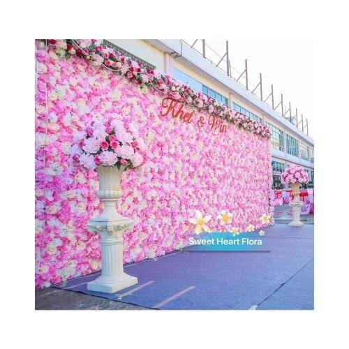 3.2M*2.4M Wedding Flower Wall Pink with White flower backdrop wedding stage decor including flowers and pipe stand