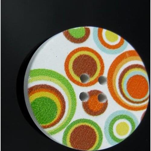 30pcs Printed Multicolor Circle 4-Hole Wooden Buttons 30mm Fit Sewing Scrapbooking Crafts Clothing Accessories buttons