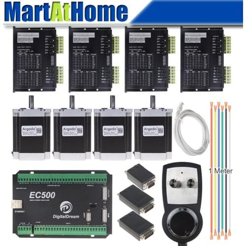 4 Axis CNC Stepper Driver Kit Mach3 Ethernet 460 KHz with MPG Controller for DIY CNC Router