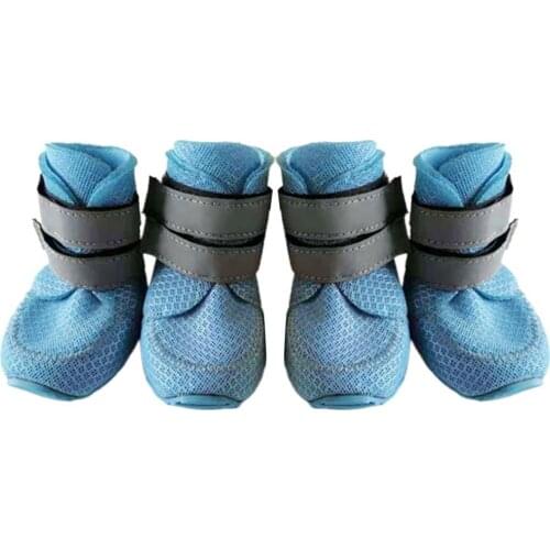 4Pcs Pet Shoes Solid Color Anti-slip Breathable Dog Mesh Boots for Summer Dog Mesh Sneaker Boots Dog Accessories