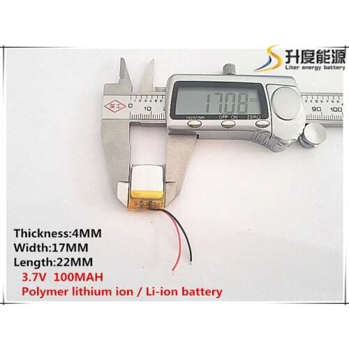 5pcs [SD] 3.7V,100mAH,[401722] Polymer lithium ion / Li-ion battery for TOY,POWER BANK,GPS,mp3,mp4,cell phone,speaker