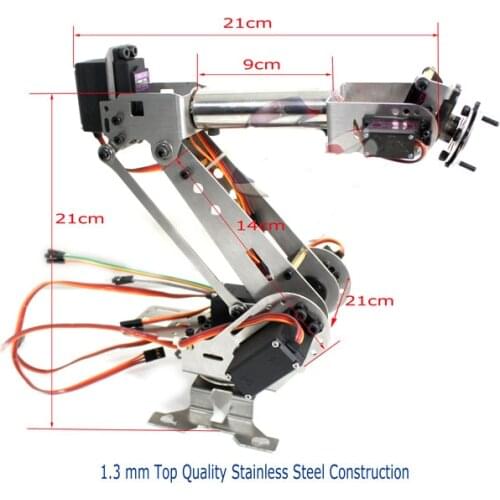 6 Axis Rotating Mechanical Robotic Arm Clamp Kit 6DOF Metal Robot Arm Stainless Steel Manipulator For Arduino Raspberry
