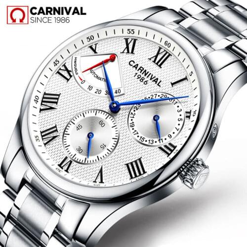 Seiko Automatic Movement Carnival Top Brand Luxury Men Mechanical Watch relogio masculino Clock Stainless Steel Strap Men Watch