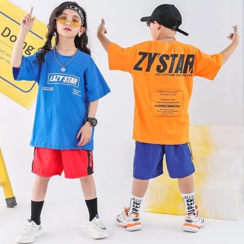 Kids Hip Hop Dancing Costumes for Girls Boys Ballroom T Shirt Shorts Pants Jazz Dance Costumes Stage WearOutfits Child Dancewear