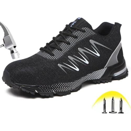 Breathable Safety Shoes Mens Mesh Anti-smashing Puncture Proof Lightweight Warm Construction Work Shoes with Steel Toe Cap