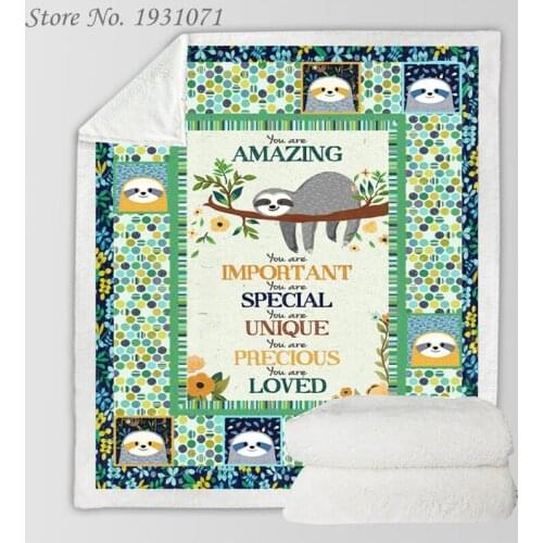 Cartoon Sloth 3D Printed Fleece Blanket for Beds Thick Quilt Fashion Bedspread Sherpa Throw Blanket Adults Kids 04