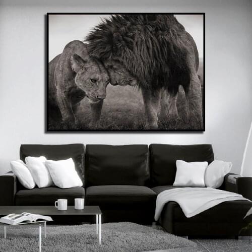 Black and White Lion Art Canvas Painting Cuadros Posters Print Wall Art for Living Room Home Decor (No Frame)