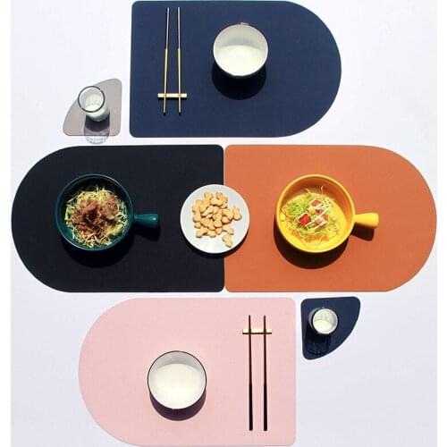 Leather table mat hotel restaurant non-slip waterproof thermal mat creative bread table mat coasters
