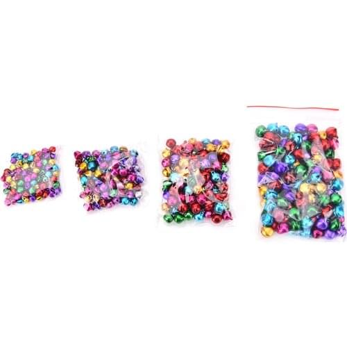 Colorful 6/8/10/12mm 100pcs Christmas Decoration Pendants Loose Beads Small Jingle Bells DIY Crafts Handmade Accessories