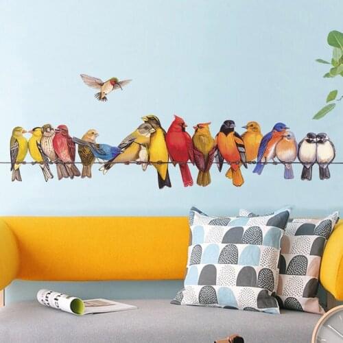 Creative Wall Sticker Color Birds Bedroom Living Room Stickers Wall Decor Self-adhesive Entrance Decoration Home Decor Stickers