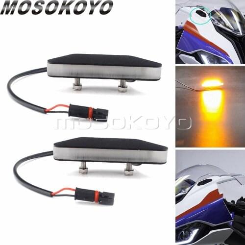For BMW S1000RR 2020-Present Motorcycle Mirror Block Off Plates Amber LED Sequential Flowing Front Turn Signals Indicator Light