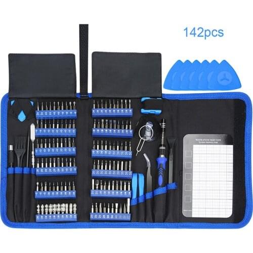 142 In 1 Screwdriver Set Portable Tool Bag Repair Magnetic Screwdriver Crowbar Tweezers Set Electronic Product Tools for Repair