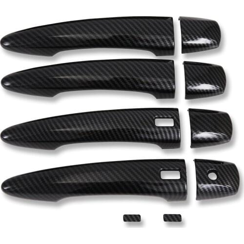 For Nissan X-Trail Rogue 2021 2022 Carbon Fiber Door Handle Cover With Smart Keyholes Trim Decoration Car Accessories Sticker
