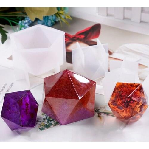 New Crystal Epoxy Mold Desktop Table Decoration Jewelry Large Multi-faceted High Mirror Silicone Mold For Resin