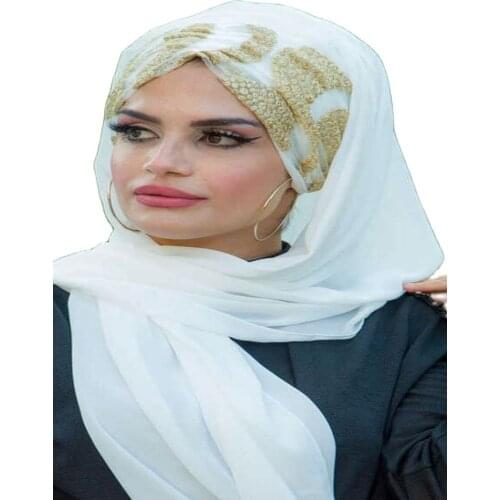 2021 New Season Turkey Wedding Elegant White Muslim Hijab Flowy Lace Shawl Evening Dress Hijab Islamic Luxury Fashion Stylish And Elegant Design Trend Products For Women