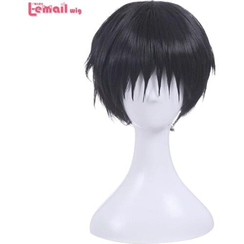 L-email wig New Arrival Black Cosplay Wigs Men Short Heat Resistant Synthetic Hair Perucas Cosplay Wig