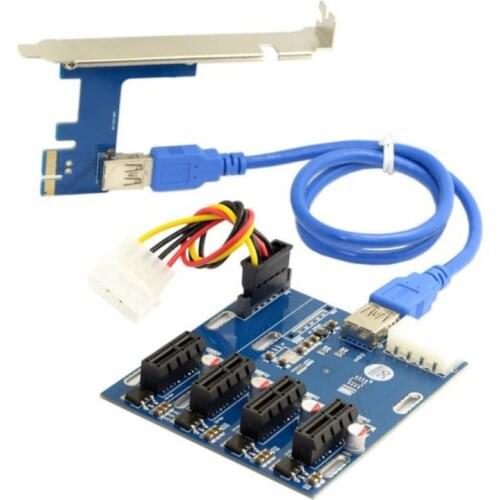 PCI-E 1 to 4 PCI Express 1X Slots Extender Riser Card Mini ITX to External 4 PCI-E Slot Adapter PCIE Port Multiplier Card