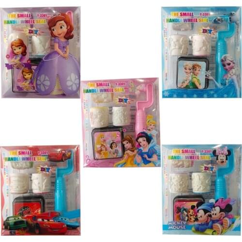 Disney Cartoon Character Frozen Princess Mickey Minnie Cars Story Sofia Roller Seal Roller Handle Student Learning Prize Toy
