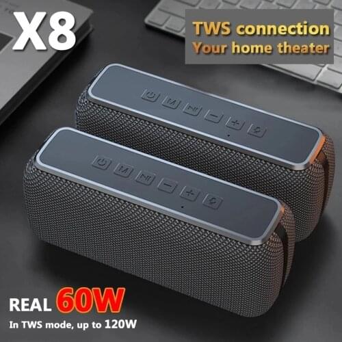 60W anti-drop bluetooth speaker waterproof portable column bass speaker subwoofer super bass USB/TF card music center sound bar