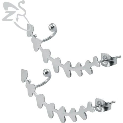 Earring Cuff Heart Shape Design Ear Piercing Hypoallergenic Ear Stud Earring Stainless Steel Piercing Body Jewelry For Women