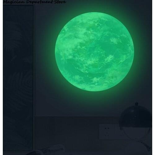 Luminous Moon Earth Cartoon DIY 3D Wall Stickers For Kids Room Bedroom Glow In The Dark Wall Films Mini Earth Fridge Magnet New