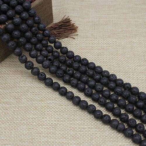 High Quality Striking Natural Volcanic Rock beads Handmade Bracelet Stone Beads Accessory Black Stone Beads For Jewelry Necklace