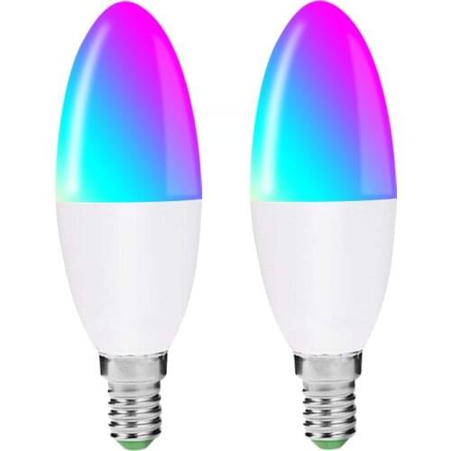 Wifi Smart Candle LED Bulb RGBW Color Light Support Alexa Google Home Voice Control Restaurant Chandelier Tip Bubble E14 E27