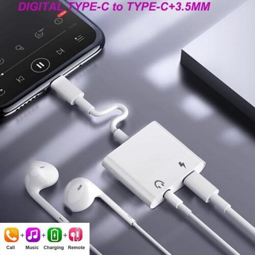 USB Type C Charging Adapter For Xiaomi Huawei Samsung 3.5mm Jack Earphone Calling Audio Aux Connector Double Type-C Adapter