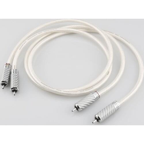 1pair Silver plated OFC RCA cable Analog cable RCA audio cable Silver plated with Carbon fiber RCA