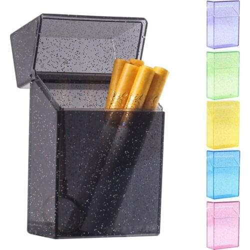 1pc Plastic Clear Cigarette Case (20 Capacity) Shining Cigarettes Box Portable Cigarette Holder Container for Smoker, 6 Colors