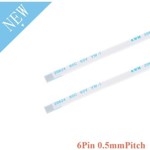 10PCS 6 Pin FPC/FFC Ribbon Flexible Flat Cable 0.5MM Pitch With 6/10/15/20/25/30/40CM Length Reverse Direction Flat Wire Cable