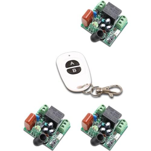 2Buttons RF Wireless Remote Control Switch AC220V Mini 10A 2CH Transmitter and 3pcs Receiver 315/433MHZ
