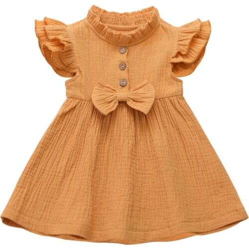 2021 Toddler Kids Baby Girl Solid Color Ruffle Princess Party Dress Sundress Little Girls Sleeveless Cute Knee-Length Sweet Dres