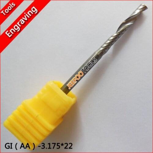 3.175*22mm One Flute Carbide Milling Tools, Router Bits, CNC Engraving Bits on Acrylic AA Series