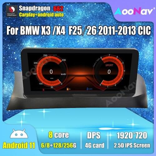 Android 11.0 Auto Gps Navigation Car Radio Player For BMW X3/X4 F25/26 CIC 64G 128G 256G Built-in Carplay 2011 2012 2013